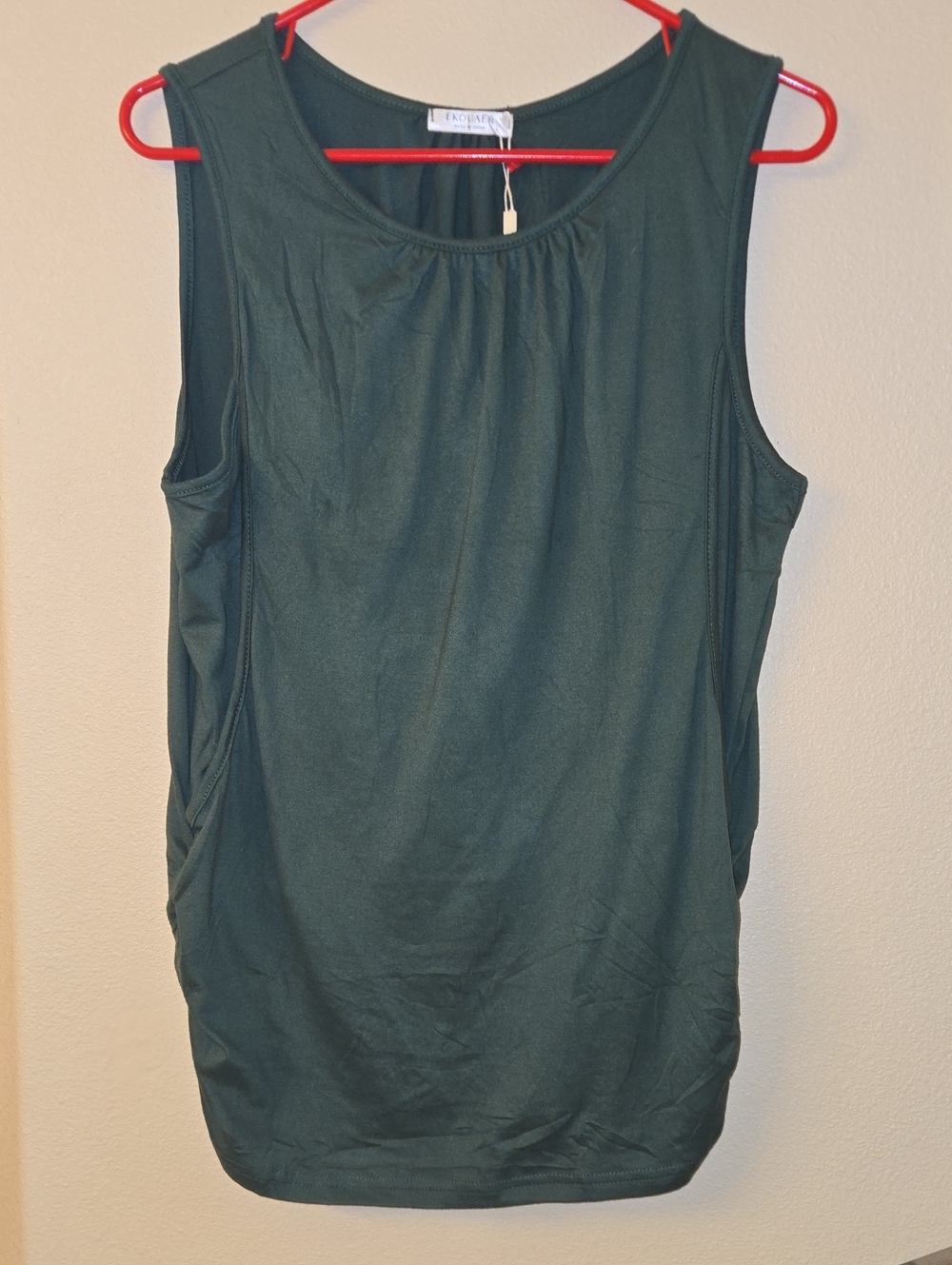 Large Maternity Breastfeeding Top - Ekouaer - Forest Green Scoop Neck Tank Top